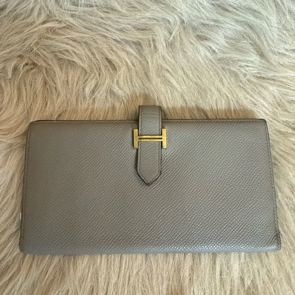 Hermes Gray Wallet with Gold Accent - Picture 1 of 6